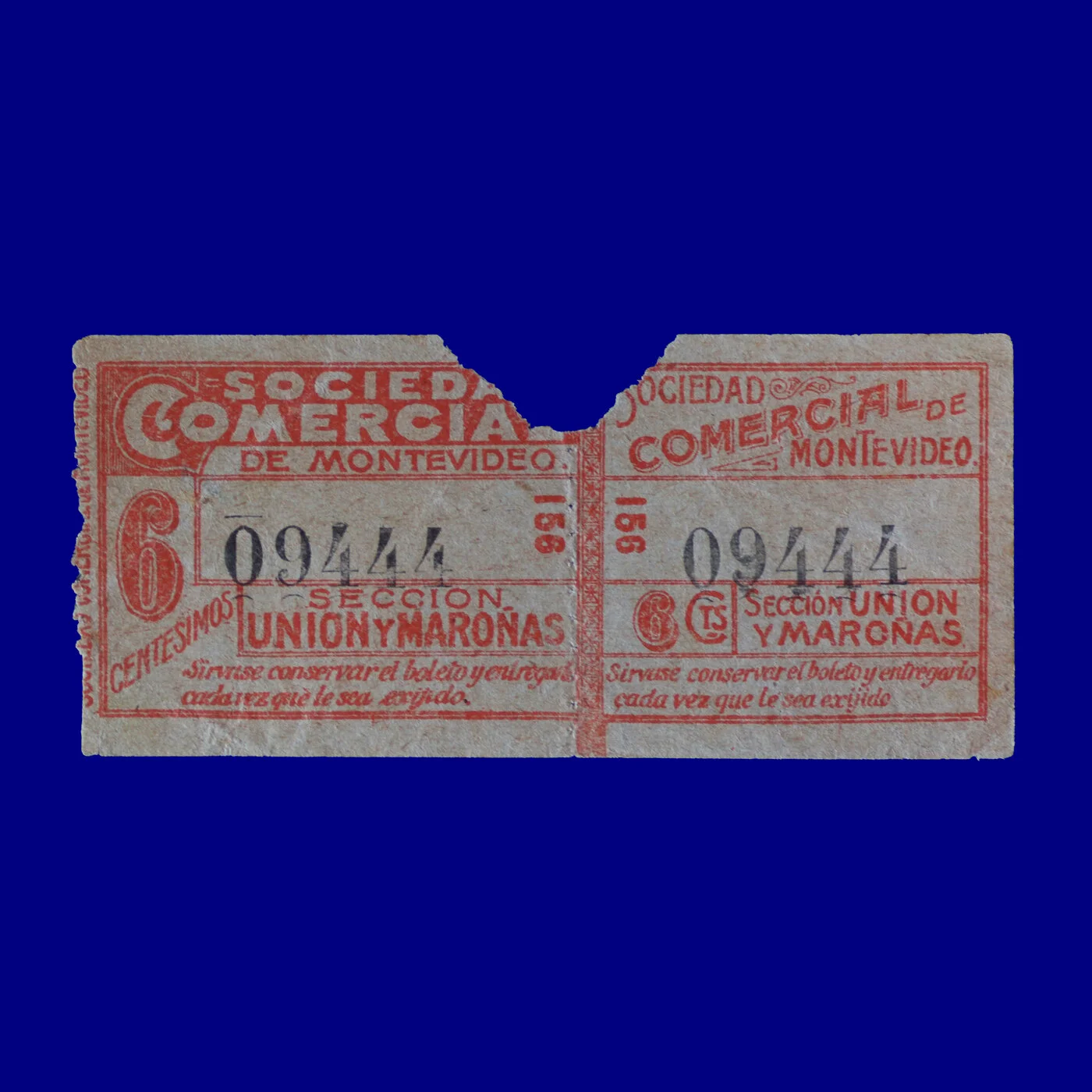 Boleto de ómnibus Bus ticket Montevideo 40s