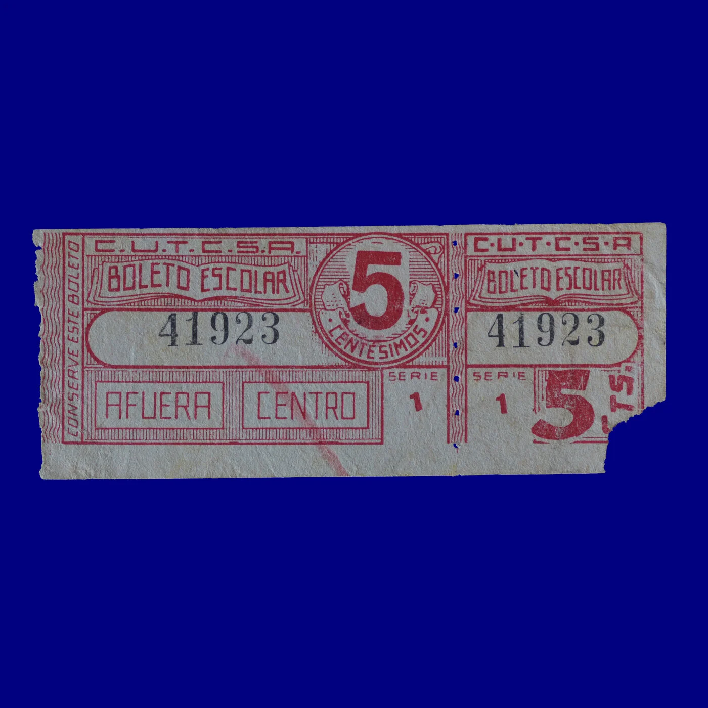 Boleto de ómnibus Bus ticket Montevideo 40s