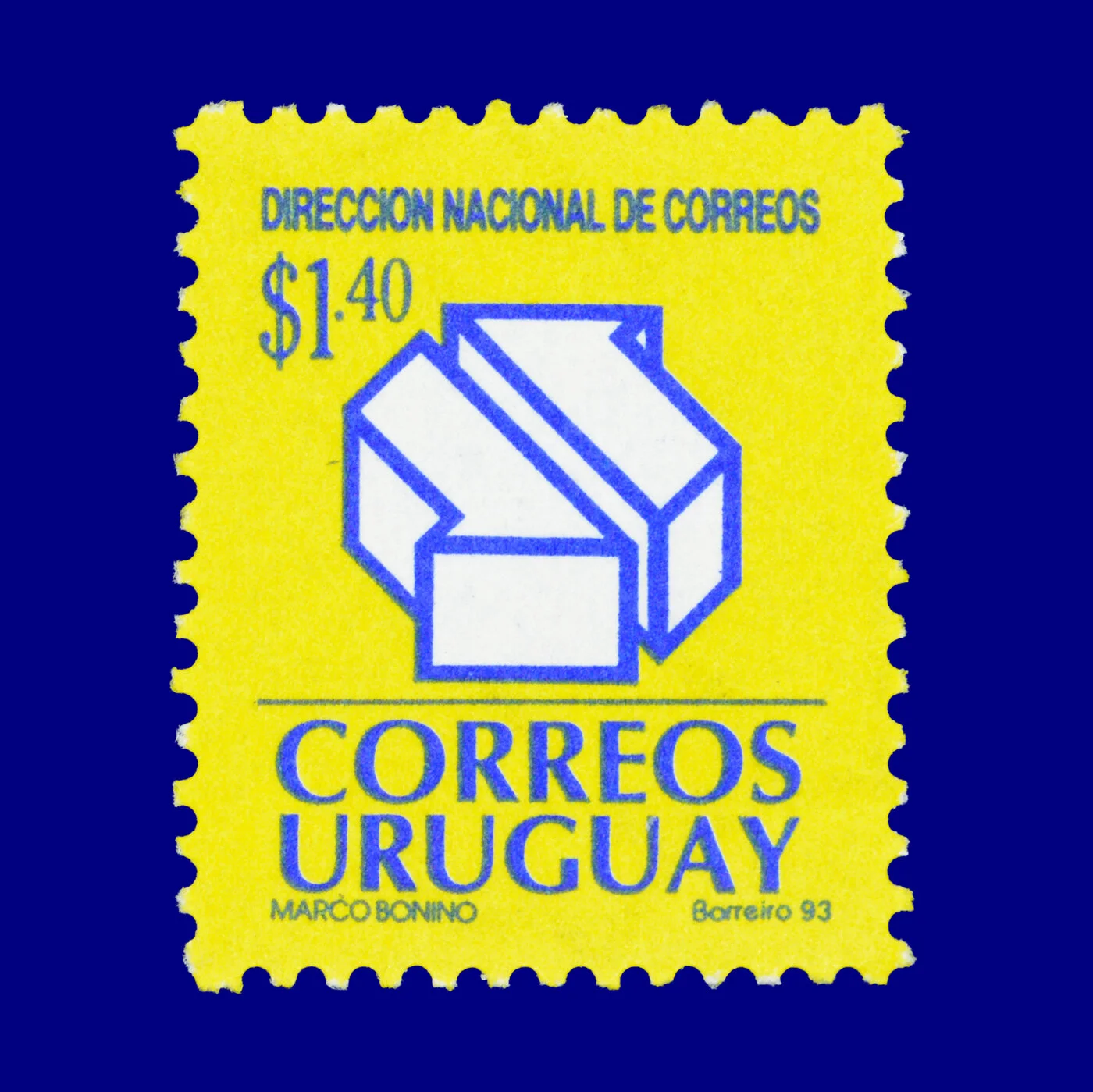 Logotipo del Correo Uruguayo Uruguayan Post logo $1,4 Berreiro 1993