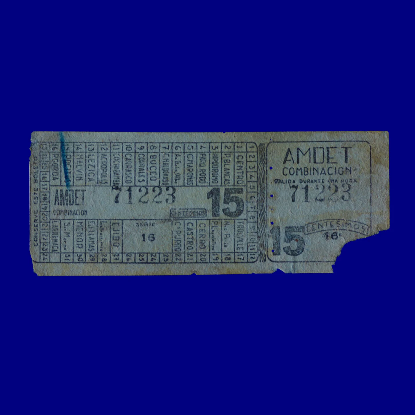Boleto de ómnibus Bus ticket Montevideo 50s