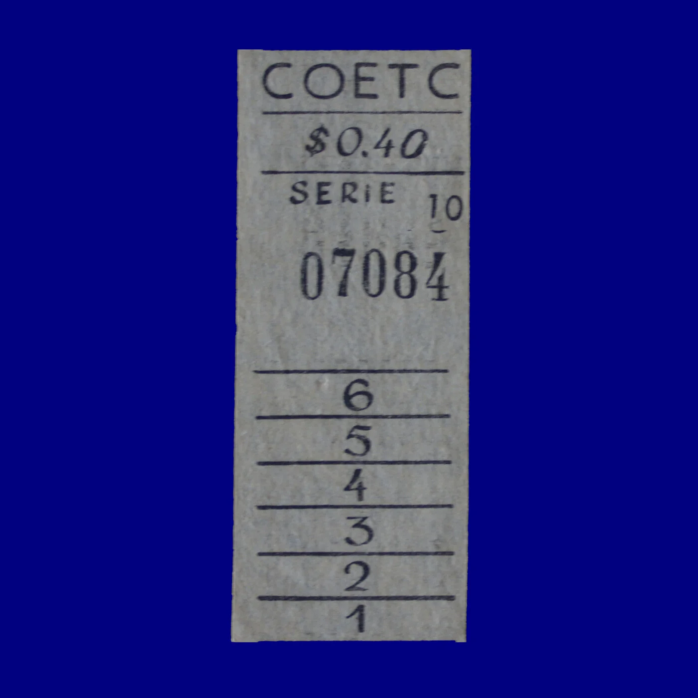 Boleto de ómnibus Bus ticket Montevideo 70s