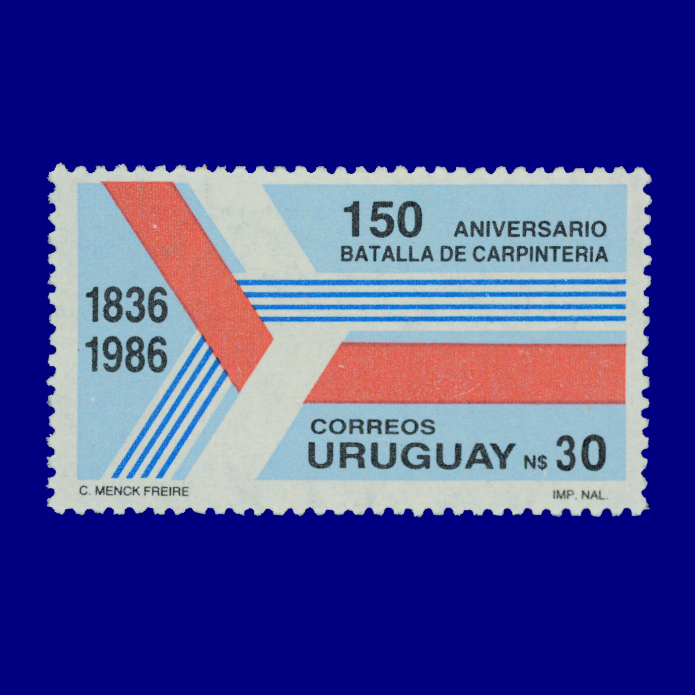 150º Aniversario Batalla de Carpinteria 150th Anniversary Battle of Carpinteria N$30 Carlos Menck Freire 1978