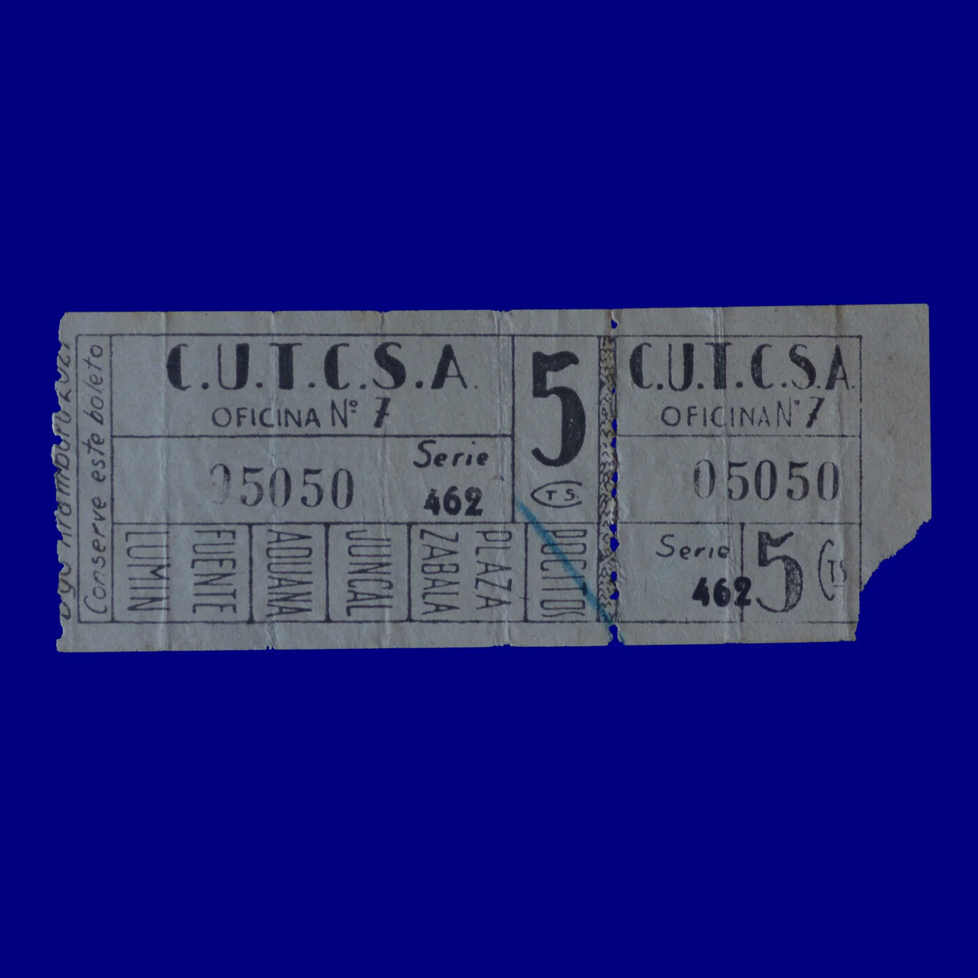 Boleto de ómnibus Bus ticket Montevideo 50s