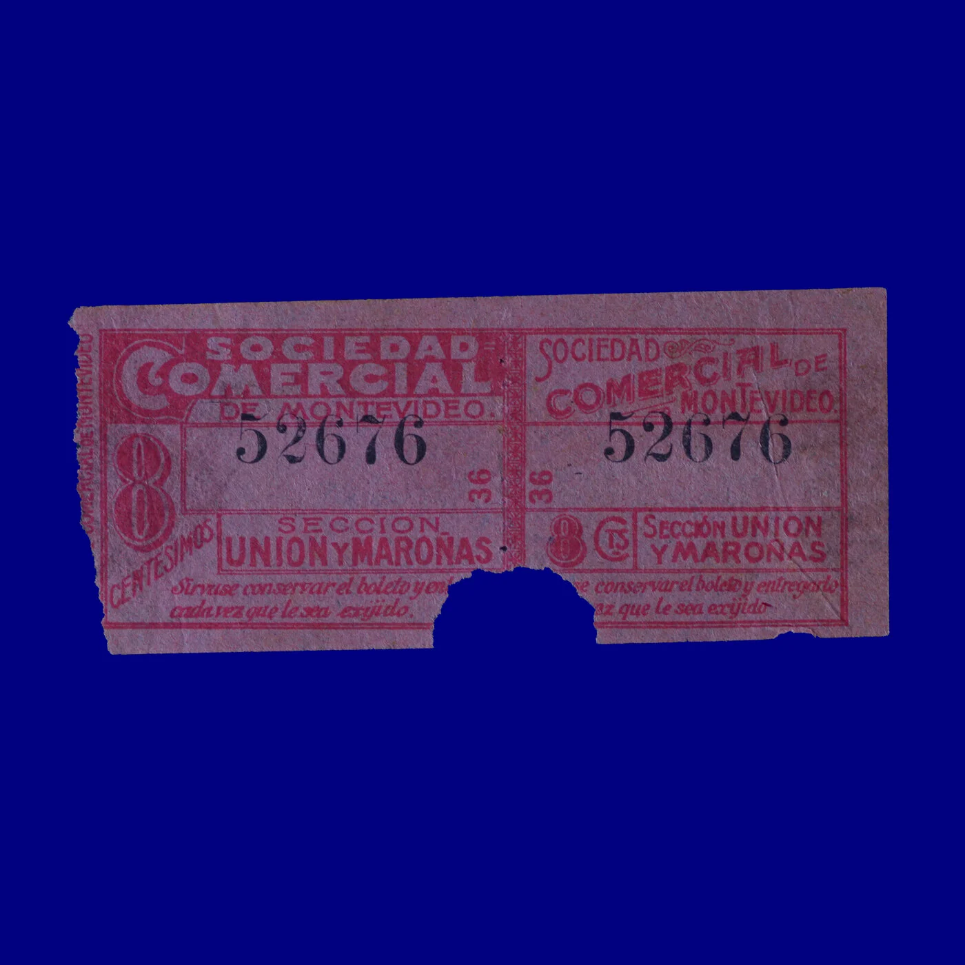 Boleto de ómnibus Bus ticket Montevideo 40s