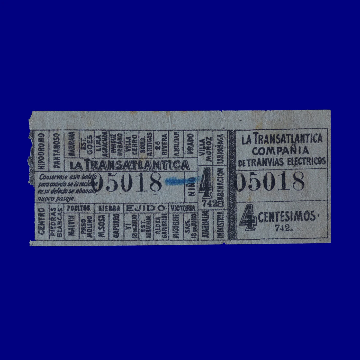 Boleto de ómnibus Bus ticket Montevideo 40s