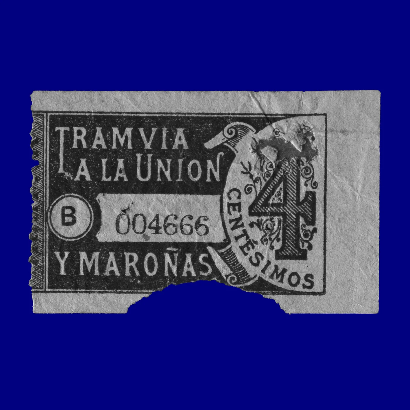 Boleto de tranvía Tram ticket Montevideo 10s