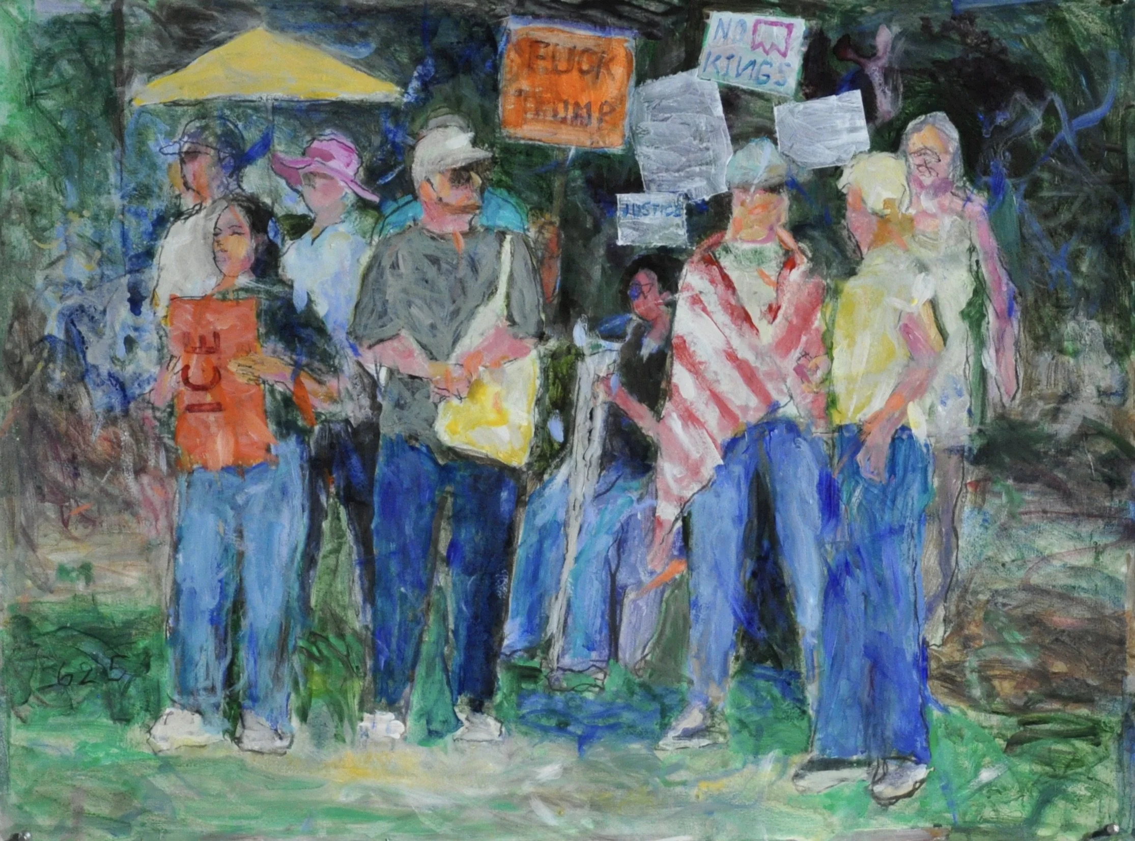 Protesters ac:paper 22x30 2025 $3000.JPG