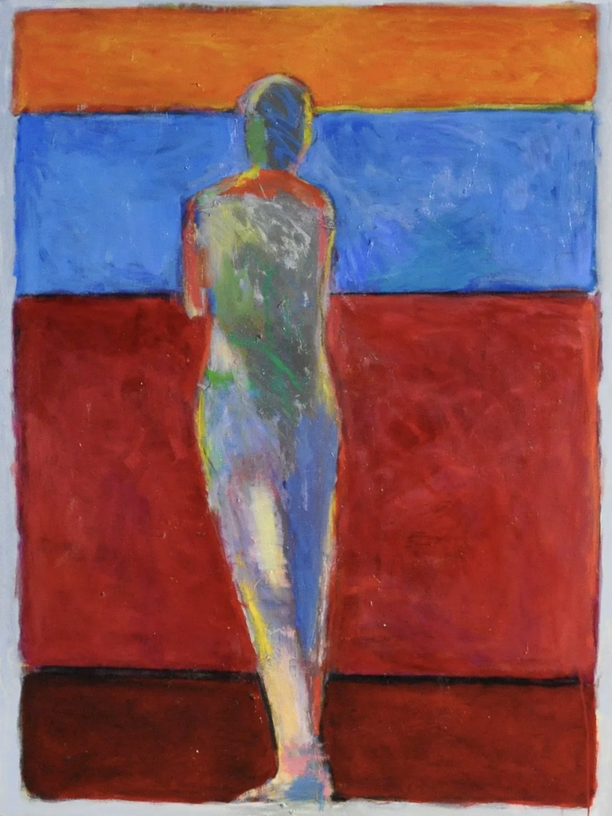 Figure red,blu,orange oil on canvas 30x40 2025 $4000.JPG