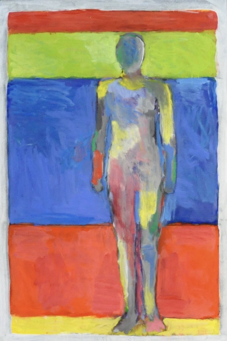 Figure with red,blue, green oil:canvas 24x36 2025 $3500.JPG