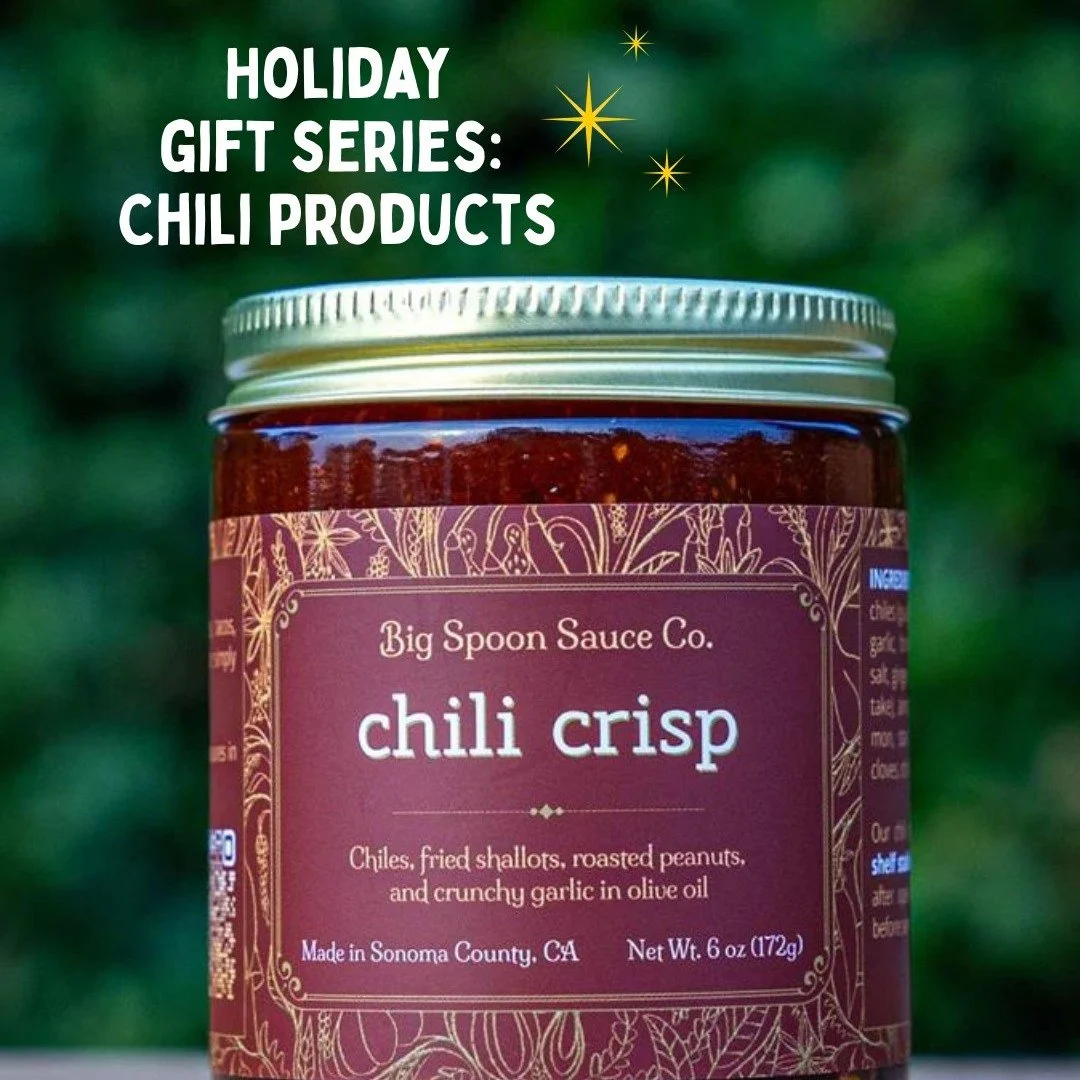 Today we're highlighting locally made chili products, which are a great gift for the heat lover in your life! We have hot sauces, chili crisp, chili paste, dried chili peppers and chili powder in the storefront, some made by farms in our very own coo