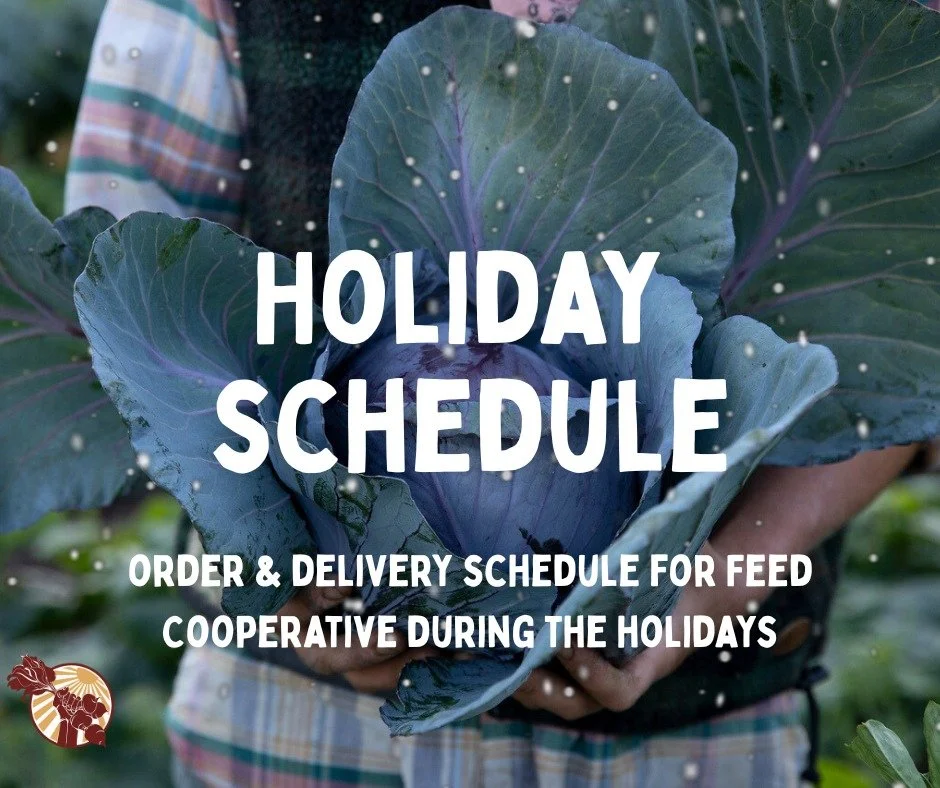 FEED will be closed during the week of Christmas and for New Years! This means we will be automatically skipping Wholesale and FEED Bin deliveries for Dec 23rd &amp; 24th, as well as Dec 26th &amp; 27th. We will also be skipping deliveries on Jan 1st