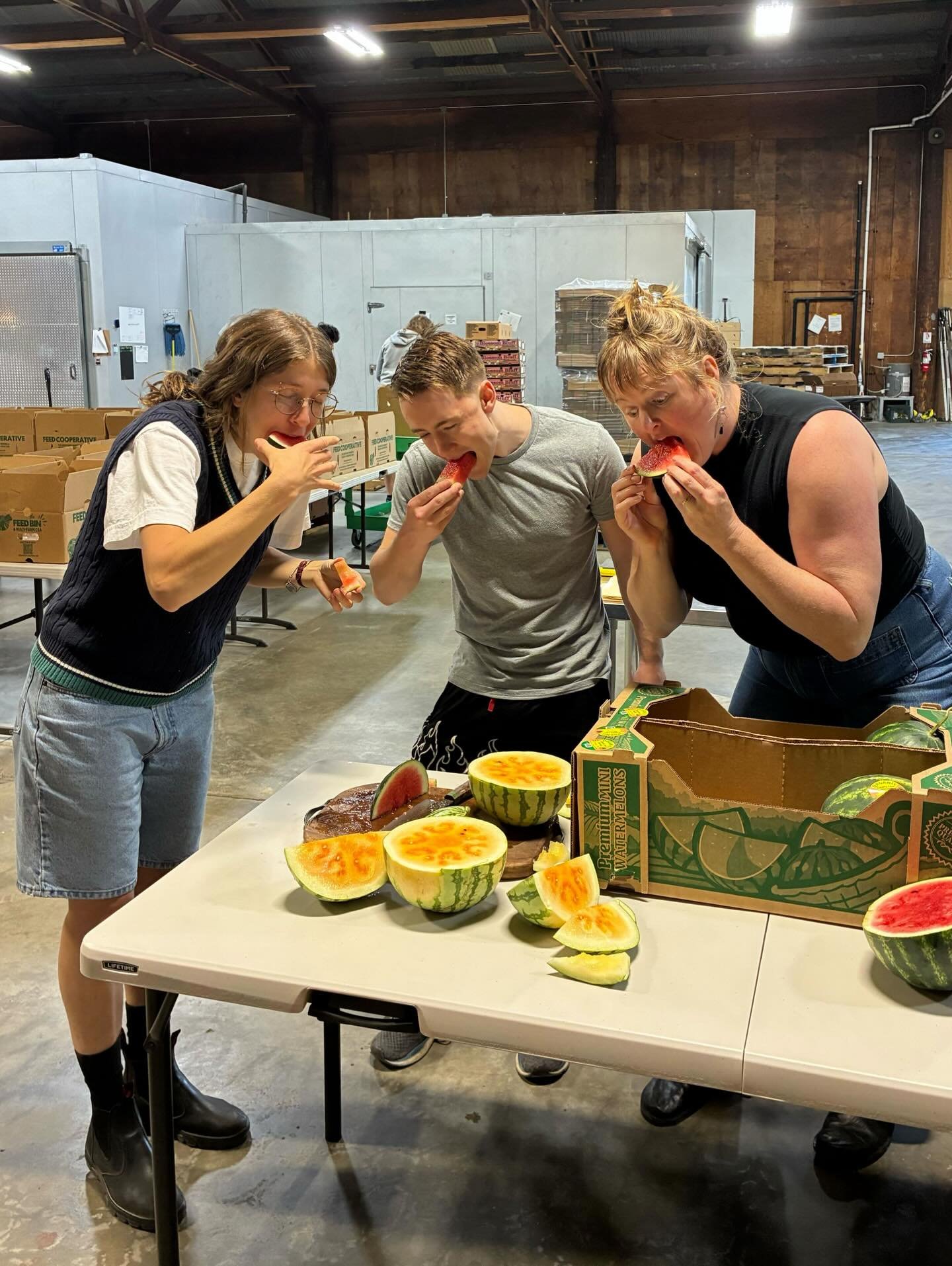 🍉 We take our jobs seriously around here and sometimes that includes taste-testing watermelons. It&rsquo;s a hard job, but someone has to do it. 

😋 For the record, the watermelon was delicious. 

#foodhub #localfood #bayareaeats #knowyourfarmer #f