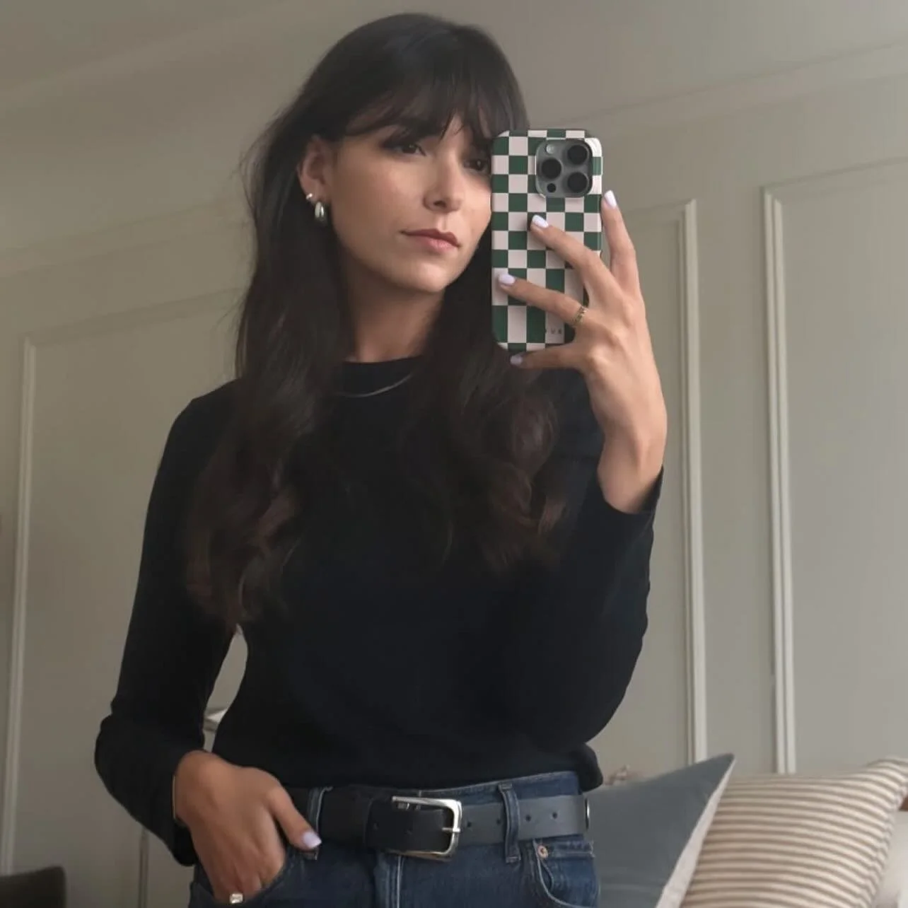 incoming: here come all the hair selfies I&rsquo;ve saved while I was away!! becca darling, you were made for bangs 🫶🏼