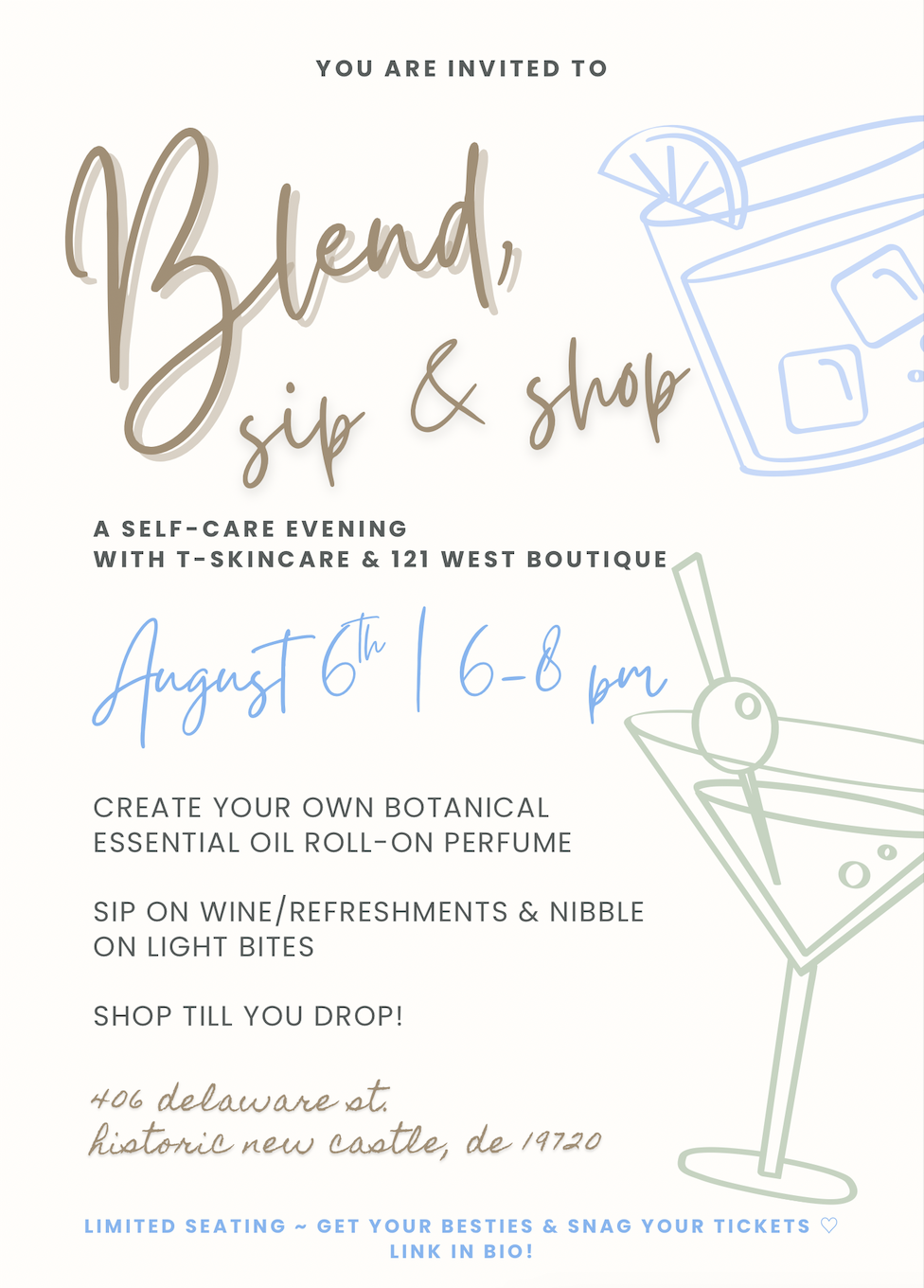 Blend, Sip, & Shop: A Self-Care Evening at 121 West Boutique!