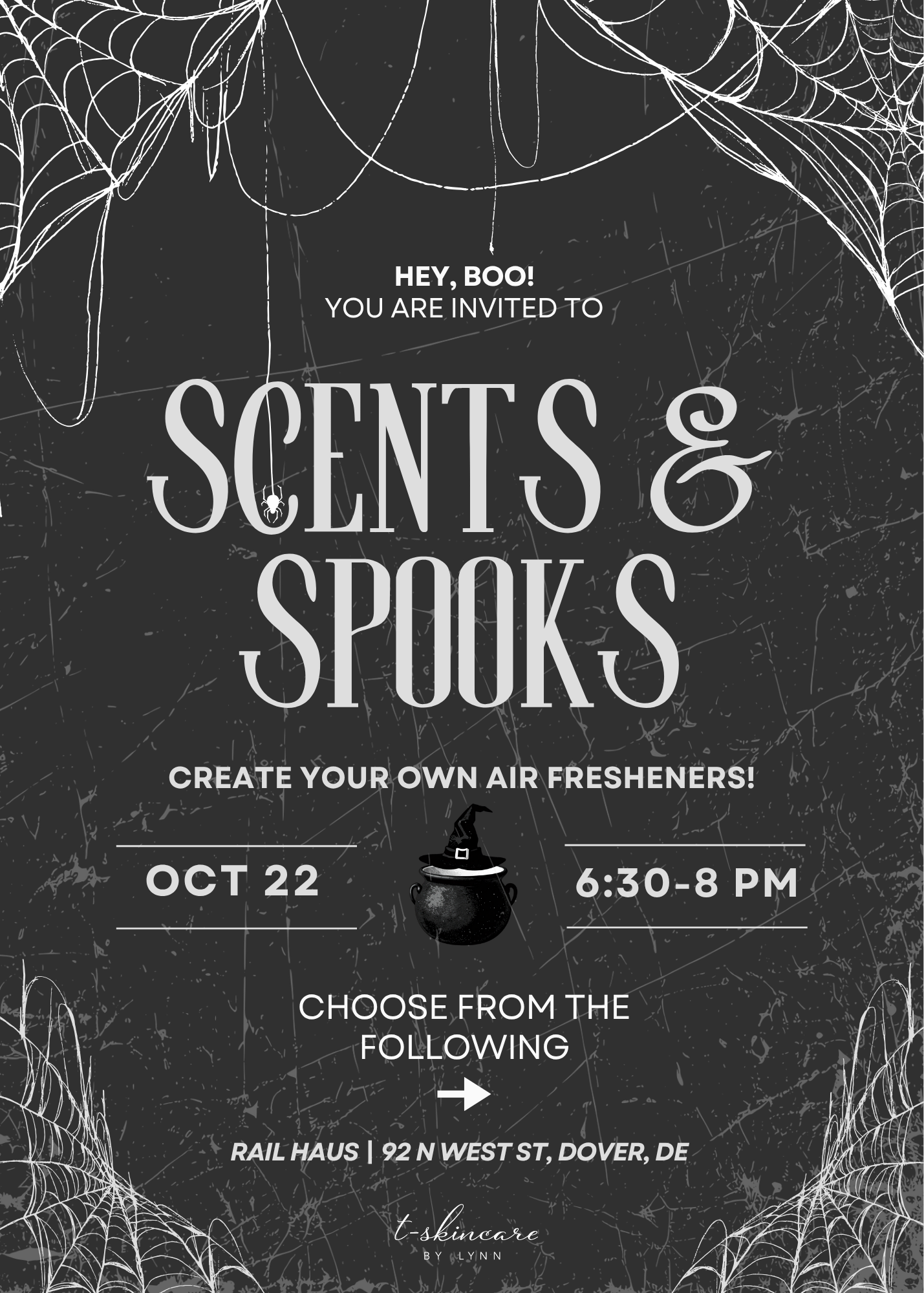 Black and White Grunge Halloween Party Invitation.png
