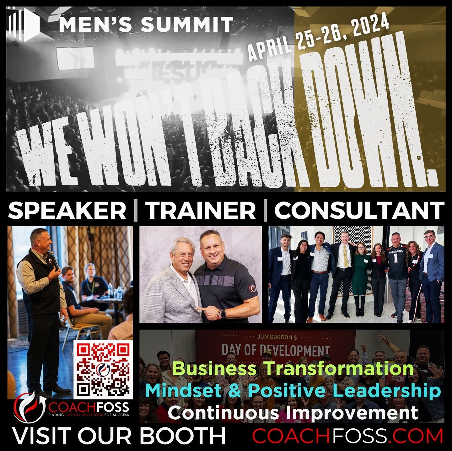 I am super excited to announce that CoachFoss LLC is returning to sponsor a BOOTH at the 2024 Men&rsquo;s Summit in Southlake, TX!!!

https://www.menssummit.com

COME SEE US!!!
April 25-26

You have been called to maximize your God given potential to