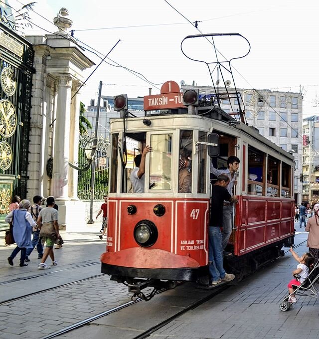 This is one of the trams used in the Istanbul nostalgic tramways. 
The Istanbul nostalgic tramways are two heritage tramlines, one on the European side (the Taksim-T&uuml;nel Nostalgia Tramway, aka. T2 line), the other on the Asian side (T3 line, aka