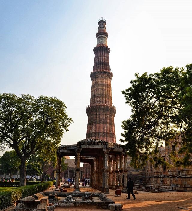 Qutub Minar is a minaret and &quot;victory tower&quot; that forms part of the Qutb complex, a UNESCO World Heritage Site in New Delhi. It was 73m (239.5ft) tall before the final section was added in 1369AD. It has a spiral staircase of 379 steps. Con
