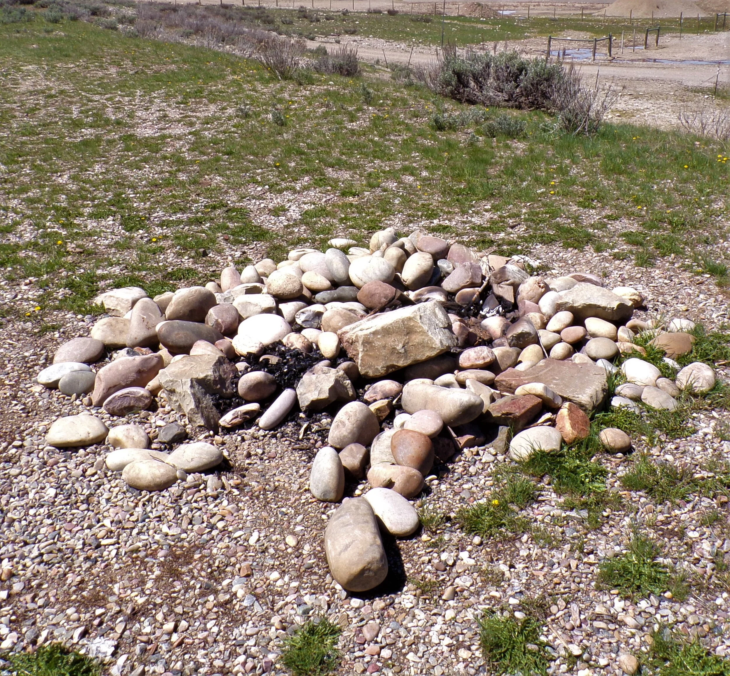 The stone fire ring, at our free campsite, in the Bridger-Teton National Forest.