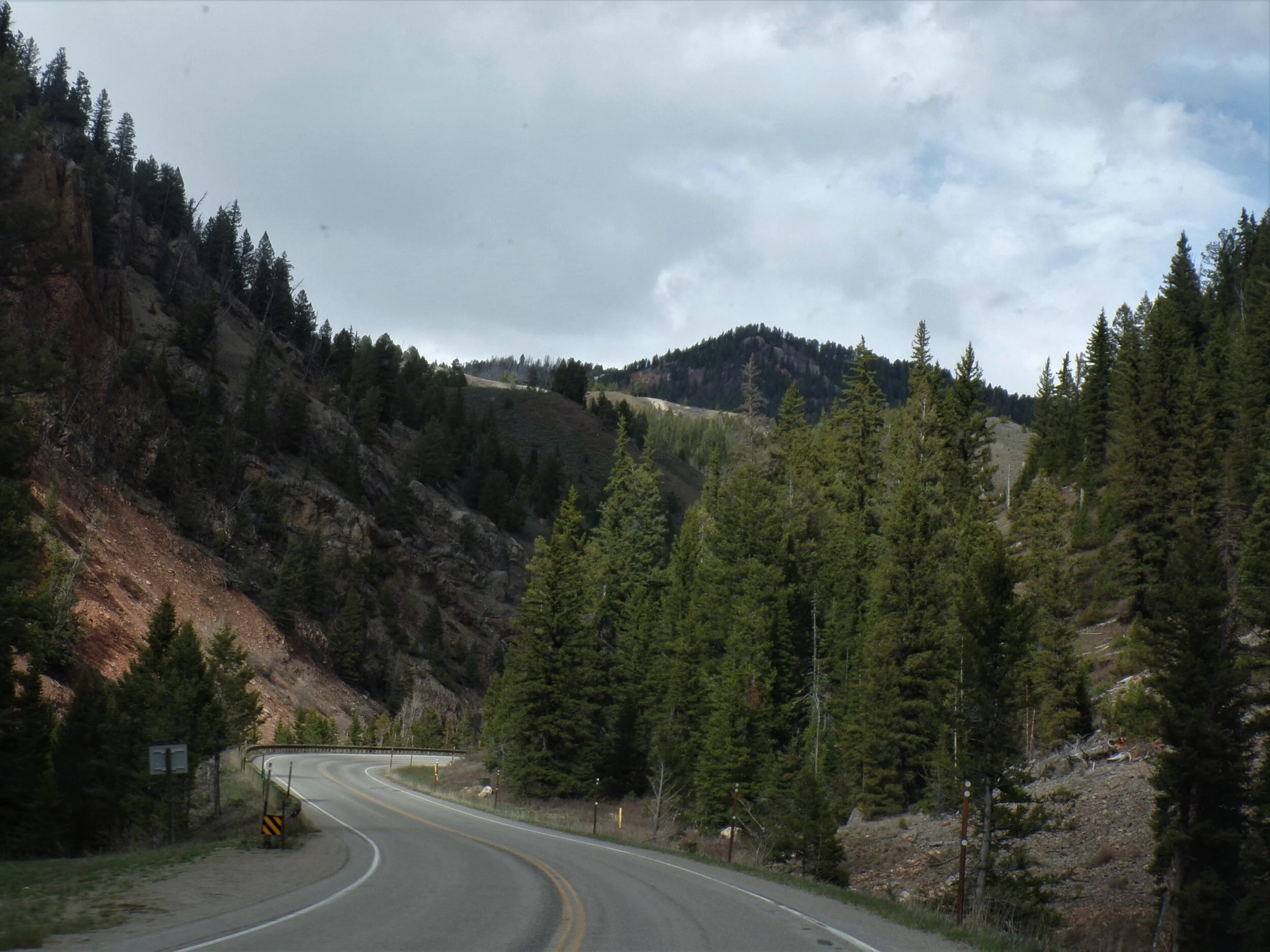 The road heading towards Jackson, Wyoming.