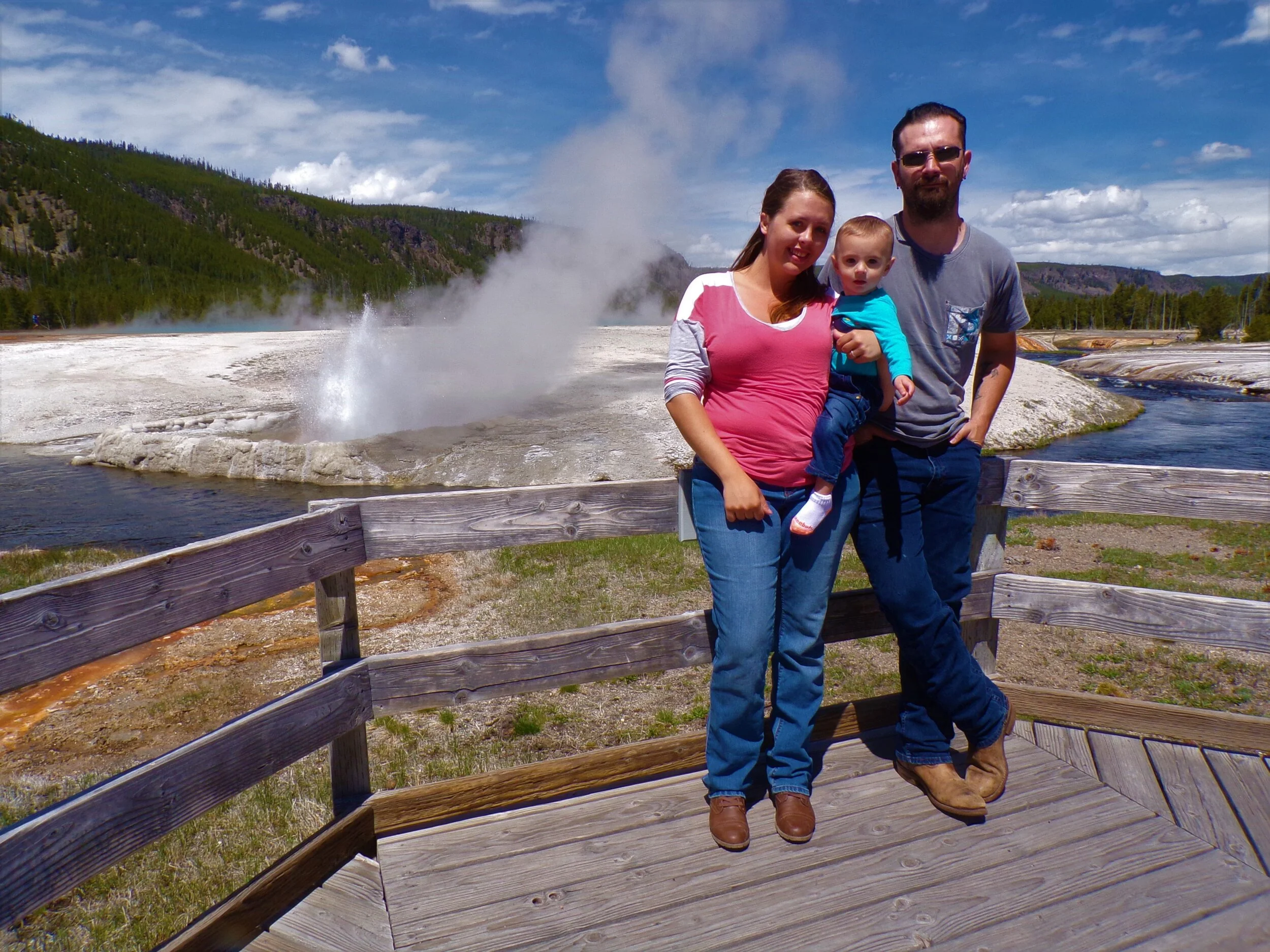 The Living the Hight Life family touring Yellowstone National Park.