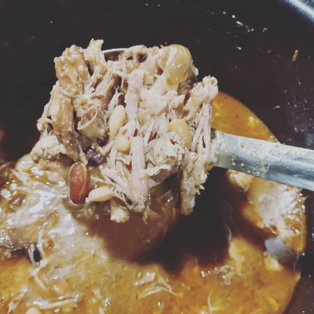 Is there anything more delicious and hearty thank a bean stew on a cold night? 
It is one of my absolute favorite things to cook, because it is the perfect way to use up odds and ends instead of tossing them in the trash. 

I swear this is one of my 