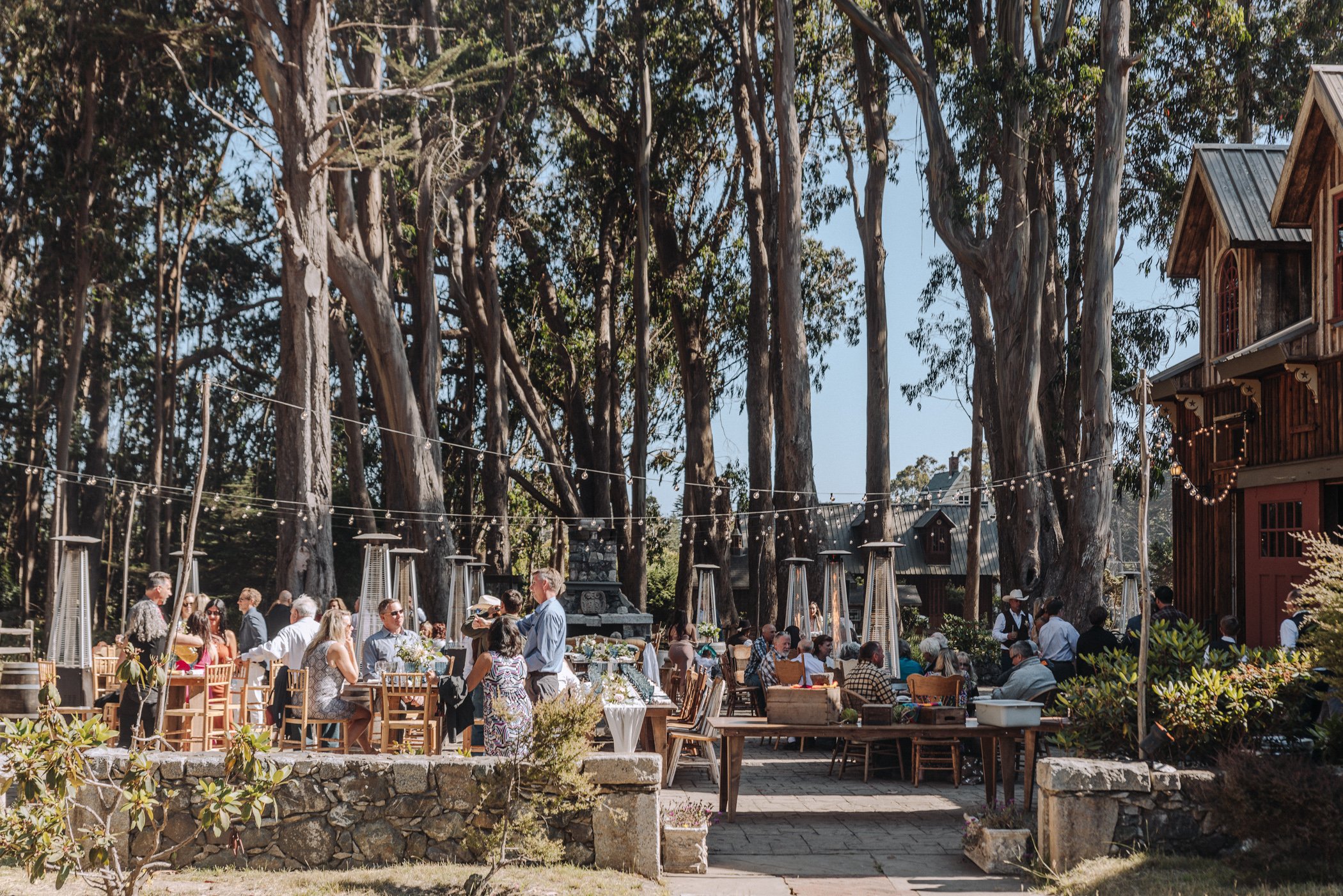 Outdoor wedding reception at Spring Ranch, in Mendocino, Calfiornia
