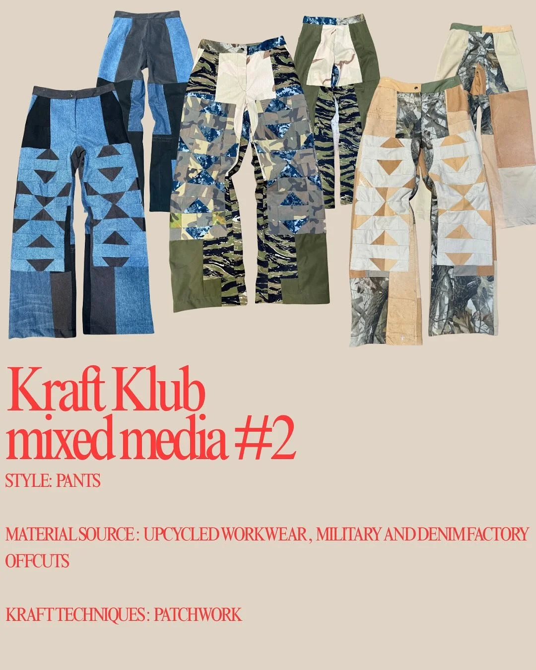 Mixed media #2- 
Kraft Klub is all about exploring ways to reuse and rework discarded textiles and clothing into something worth cherishing. A way to push craft techniques in textiles and rethink what upcycling can look like. Small scale, circular an