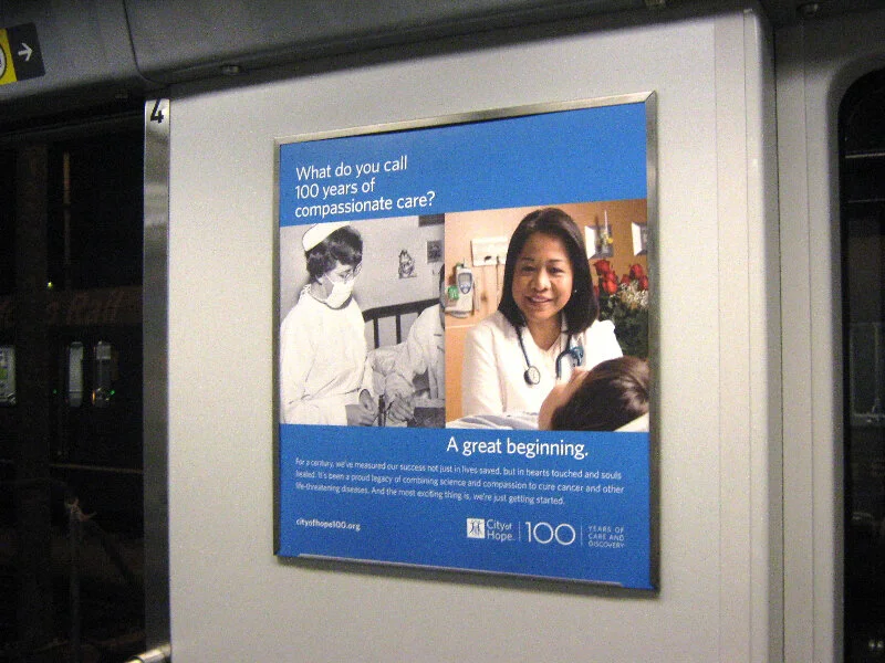  City of Hope centennial transit signage 