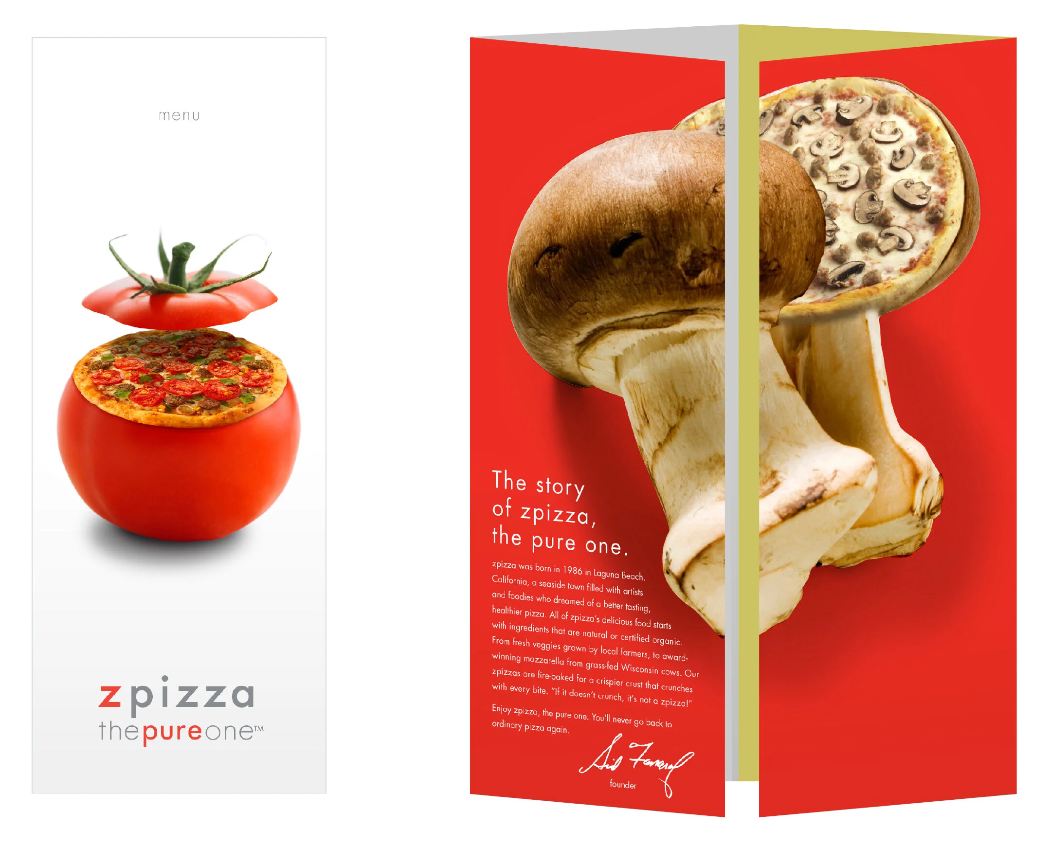 zpizza menu design front and opening spread