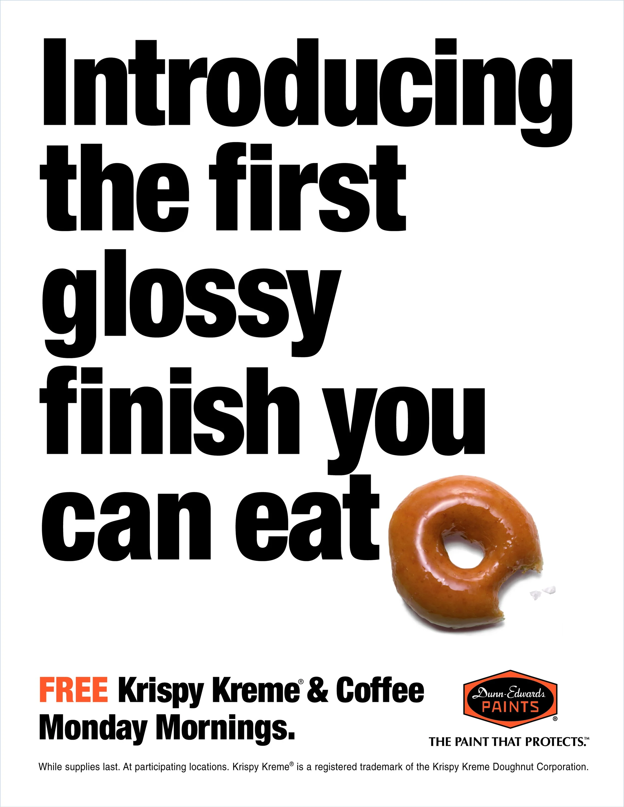  Dunn-Edwards Paints in-store poster promoting free donuts and coffee 