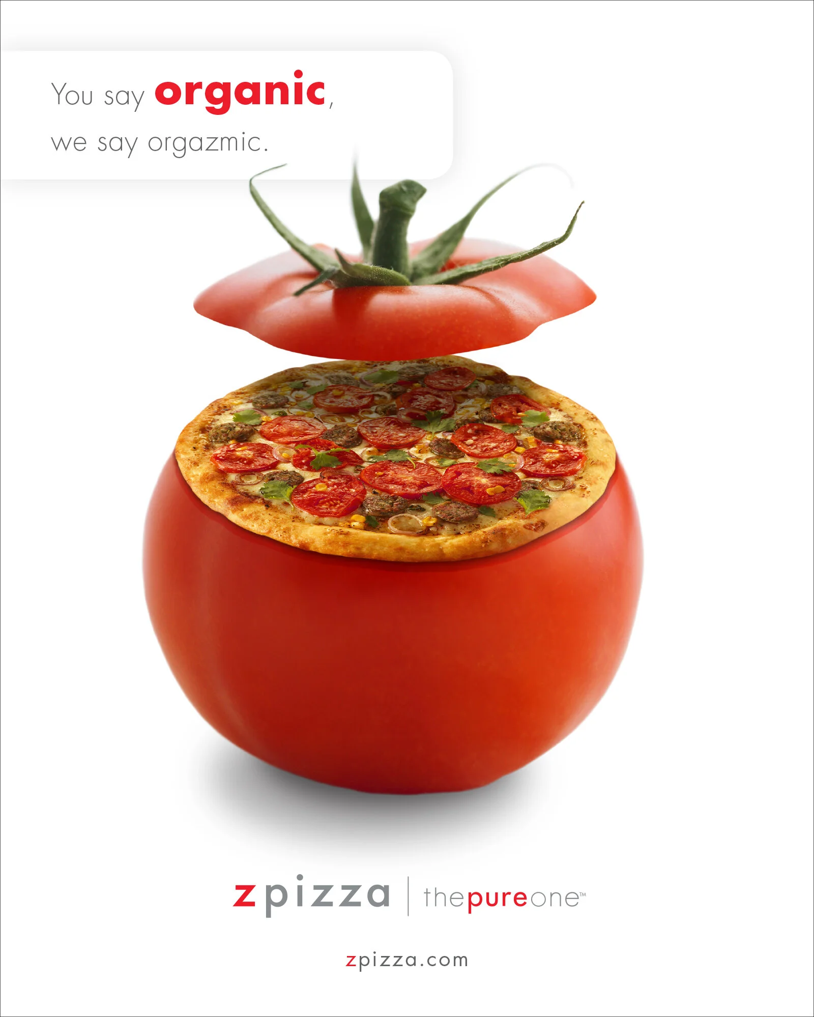  zpizza Napoli tomato pizza print ad, “organic” 