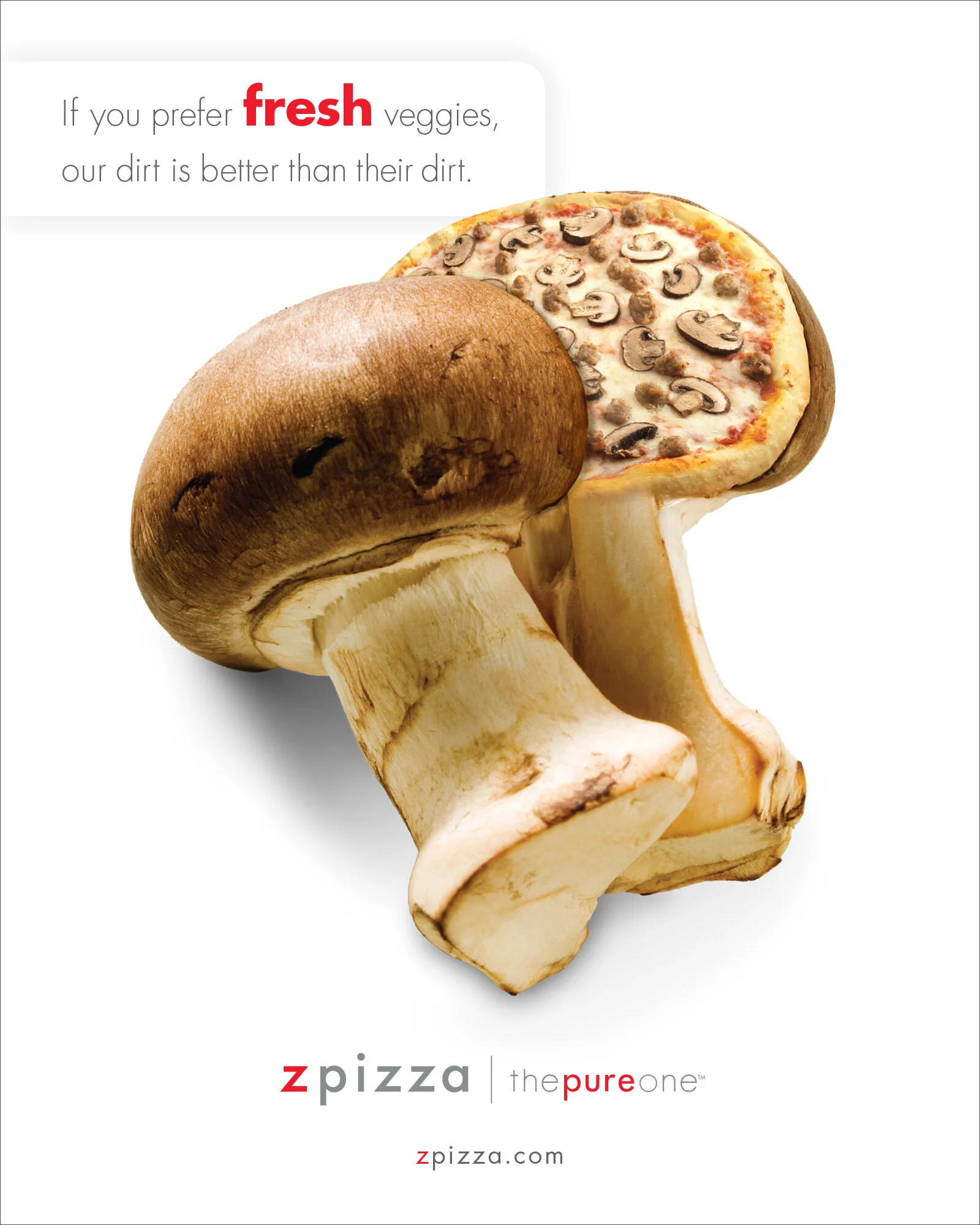  zpizza mushroom pizza print ad, “fresh” 