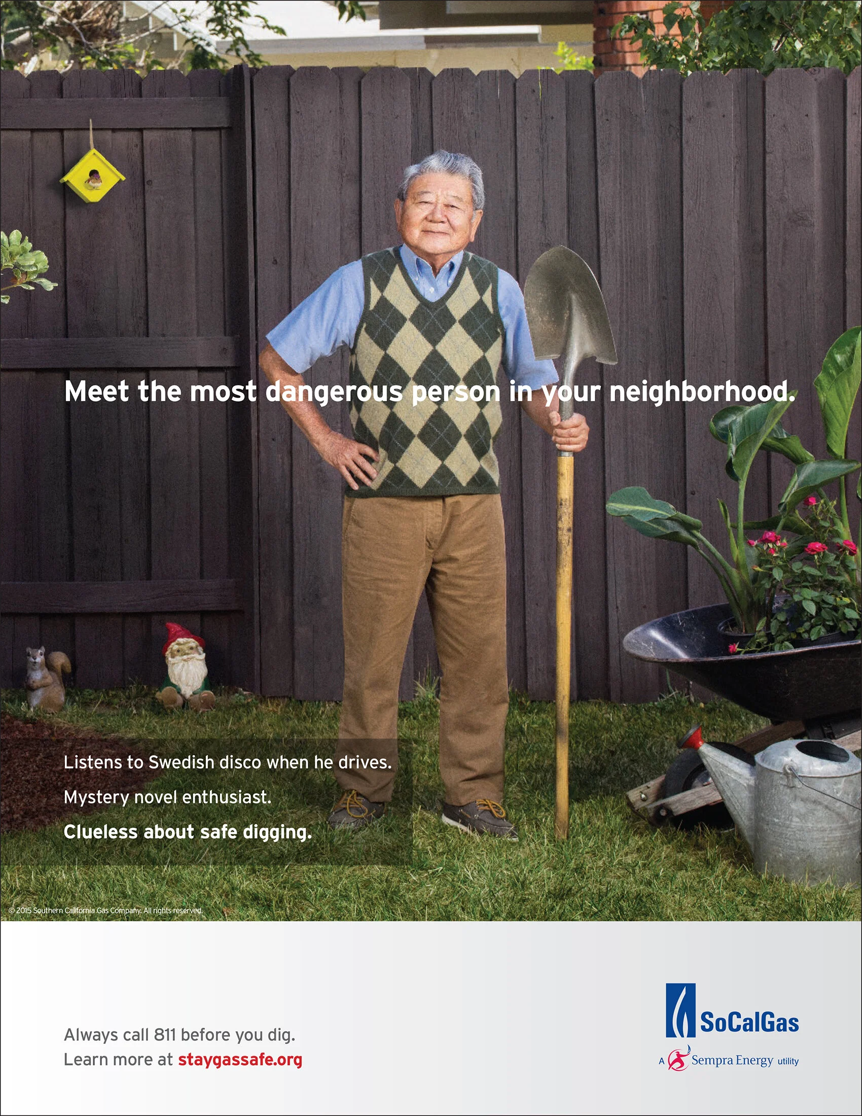  SoCalGas safety campaign print ad, “call 811 before digging” 