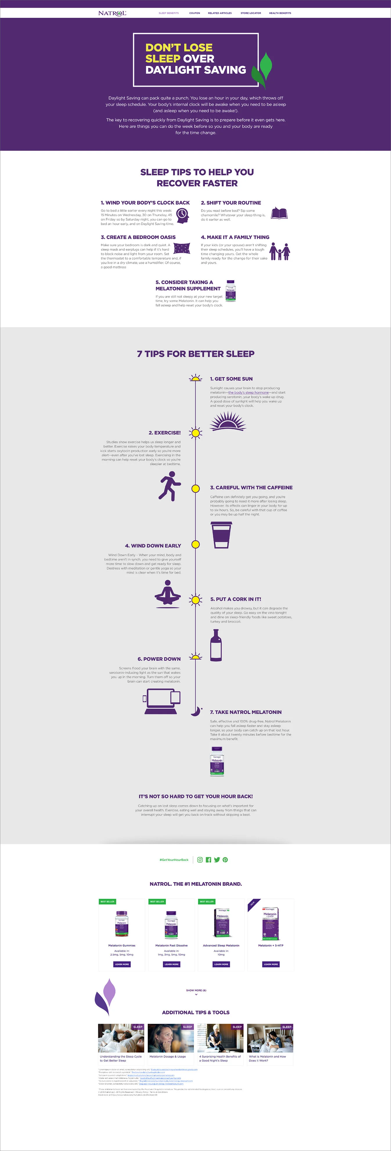  “Sleep Tips” landing page: concept, design and illustration 