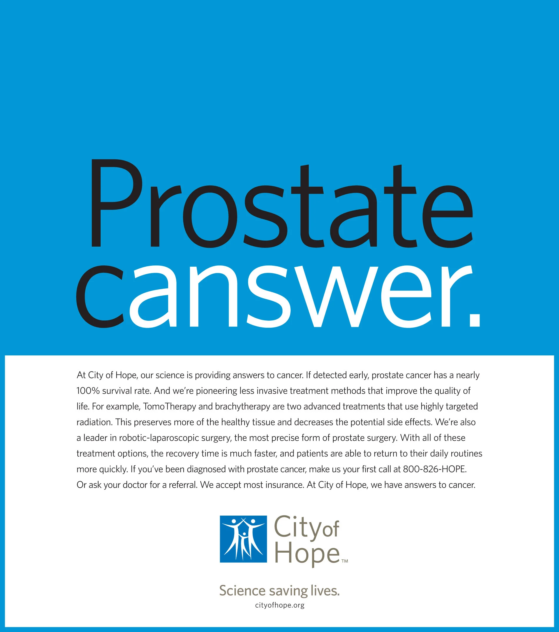  City of Hope “Prostate canswer” print ad 