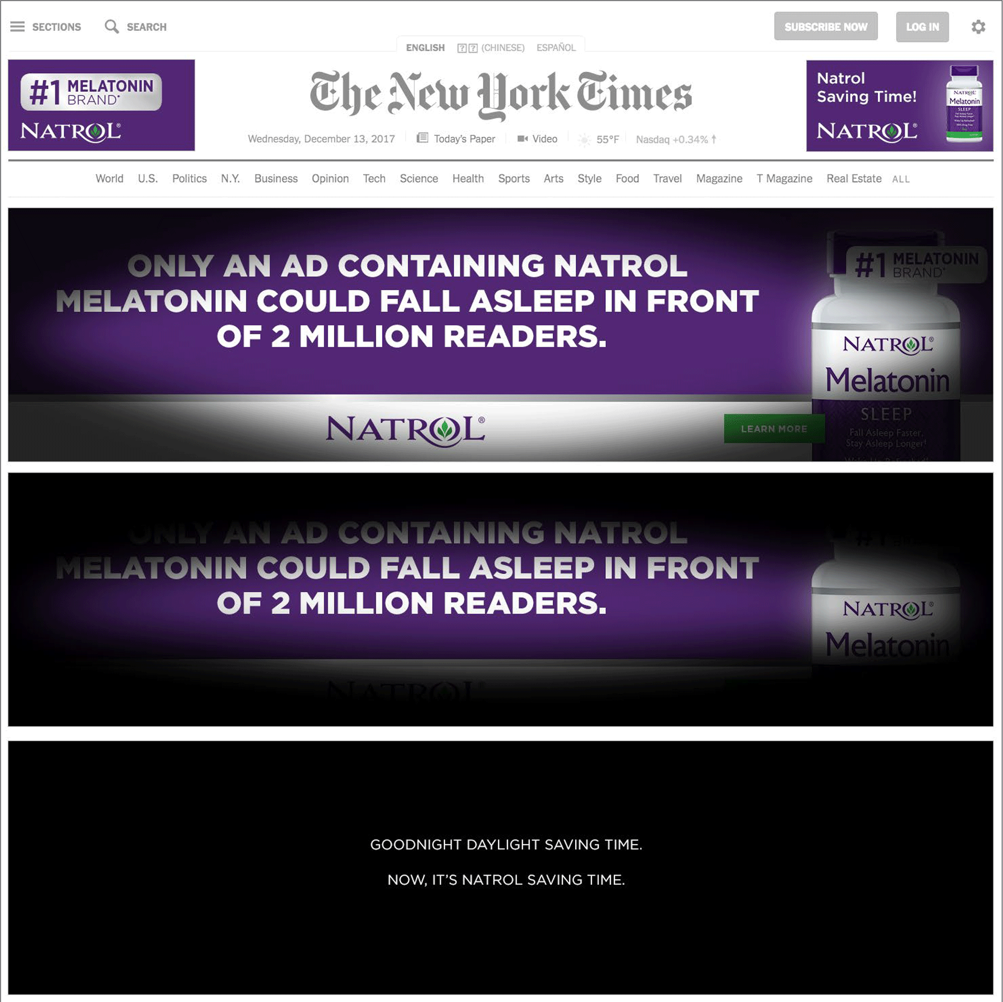  NY Times rich media ad will slowly fall asleep as we watch its “eyes” close more and more and more until... it’s dark 