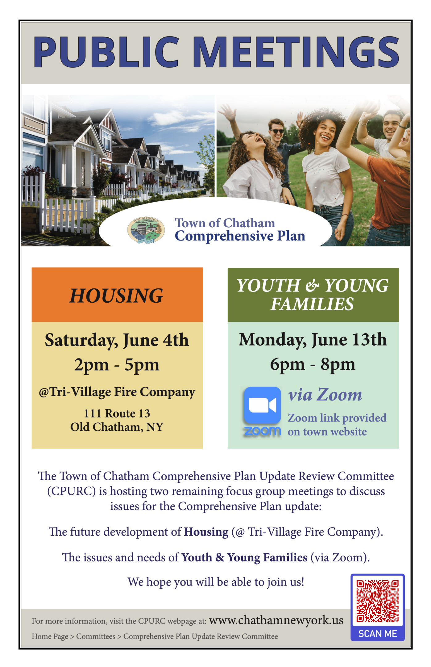 The next two Comp Plan focus groups: Housing &amp; Youth &amp; Families