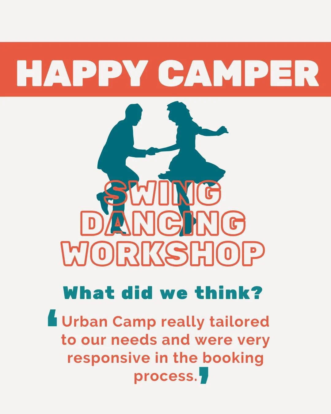 HAPPY CAMPERS!  Our swing dancers had an amazing stay and loved how we tailored everything to their needs. They especially appreciated how responsive we were during booking.
Got a group event coming up? We're here to make it perfect for you too! 📞 C