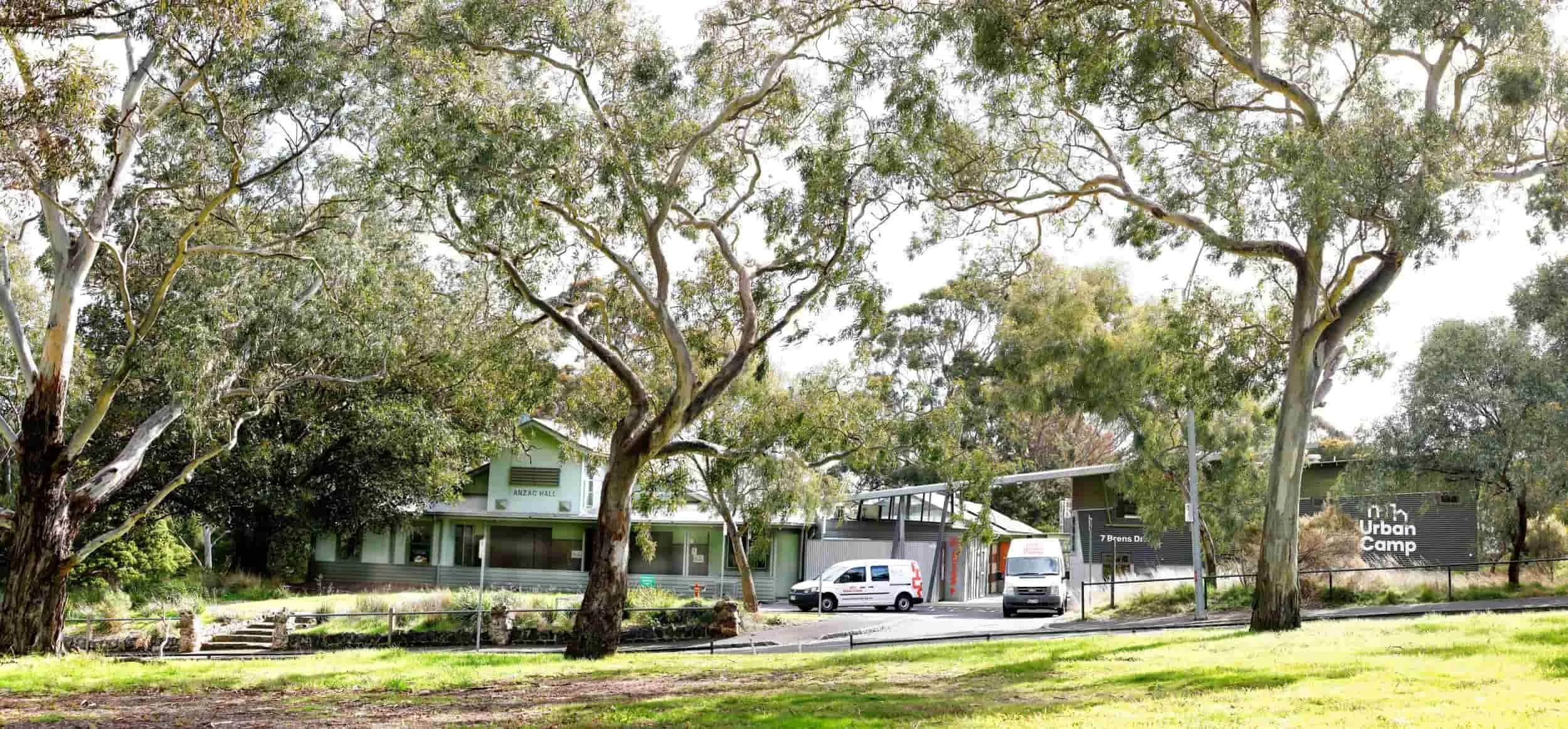 Front of Urban Camp Melbourne showing ANZAC Hall