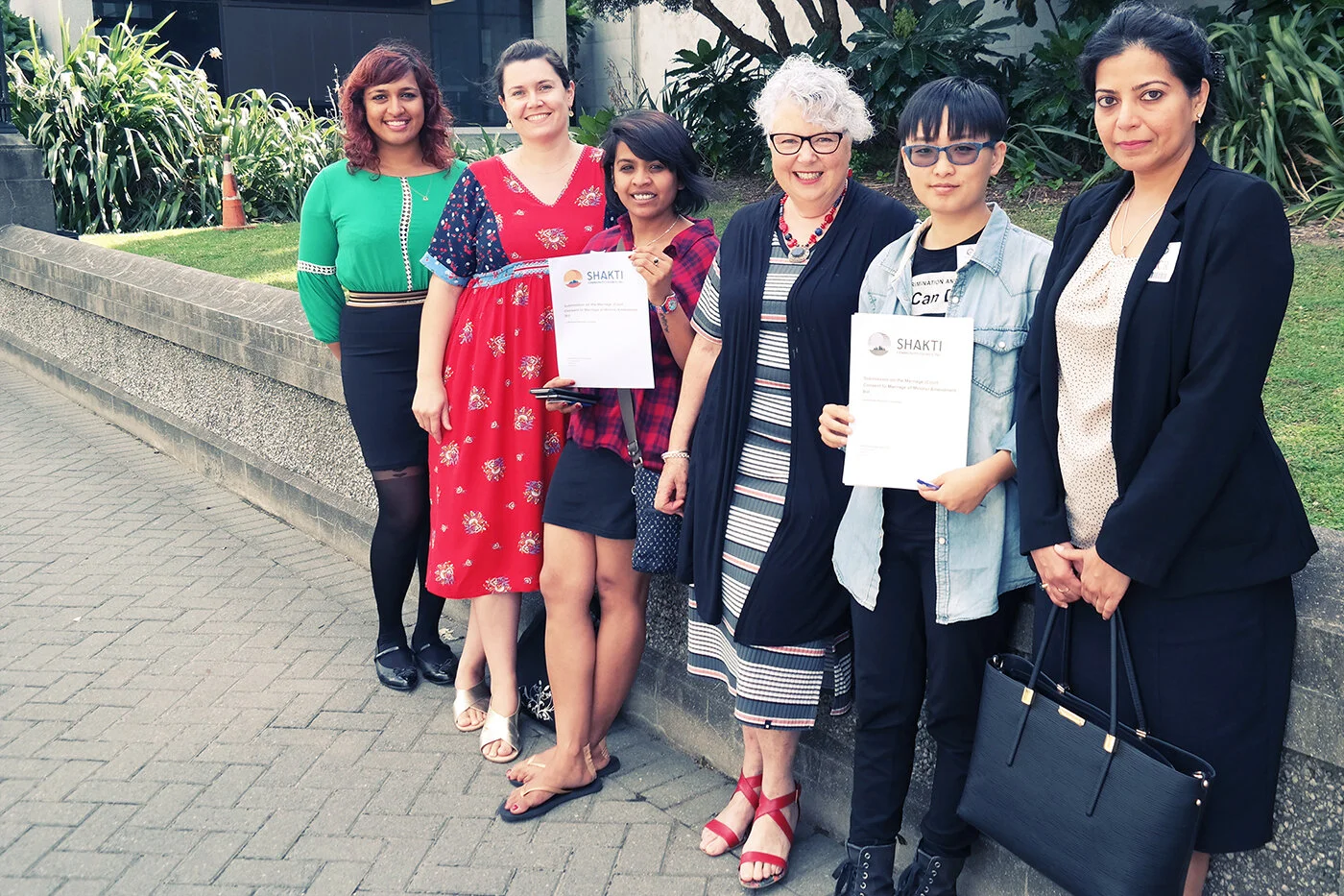 Shakti Youth and J R McKenzie team members outside parliament
