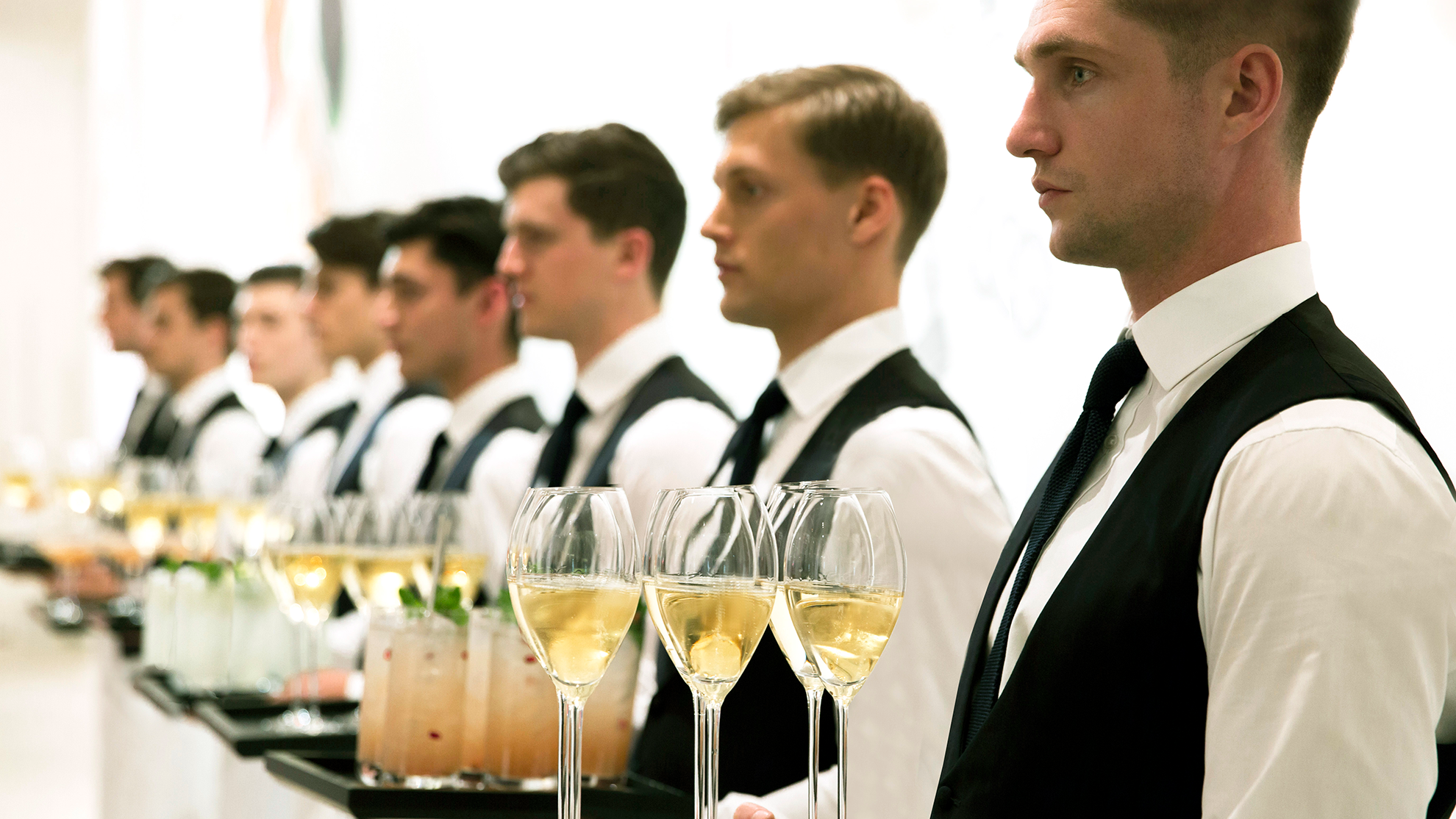 Catering staff at Cellar's Society before the event starts