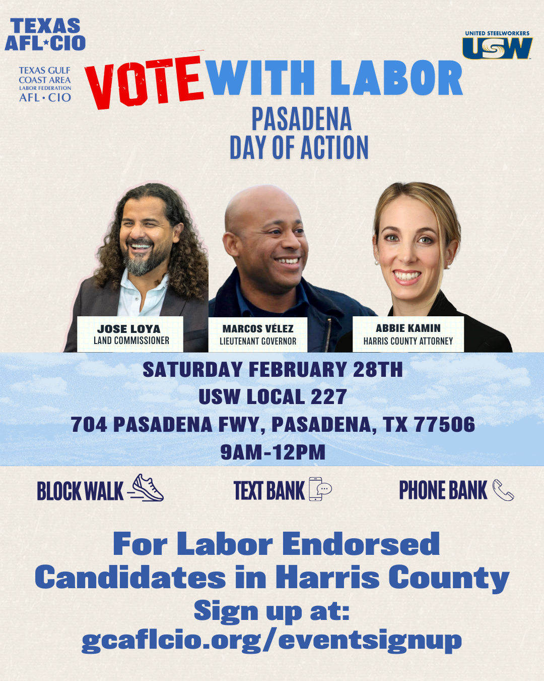 Vote with Labor: Day of Action in Pasadena