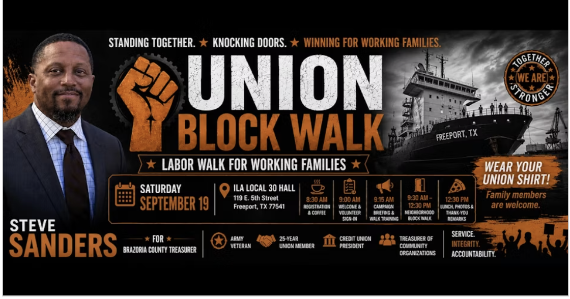 Union Block Walk with Steve Sanders for Brazoria County Treasurer