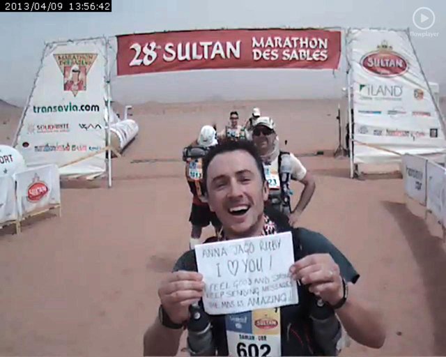 There was a rudimentary web cam at the end of each stage which we could stand in front of and hold up messages for the friends and family back home. Mainly proof of life though, I think!