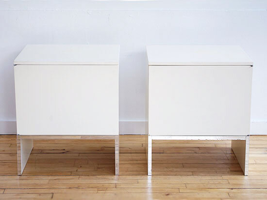 1980's White Laminate Side Tables