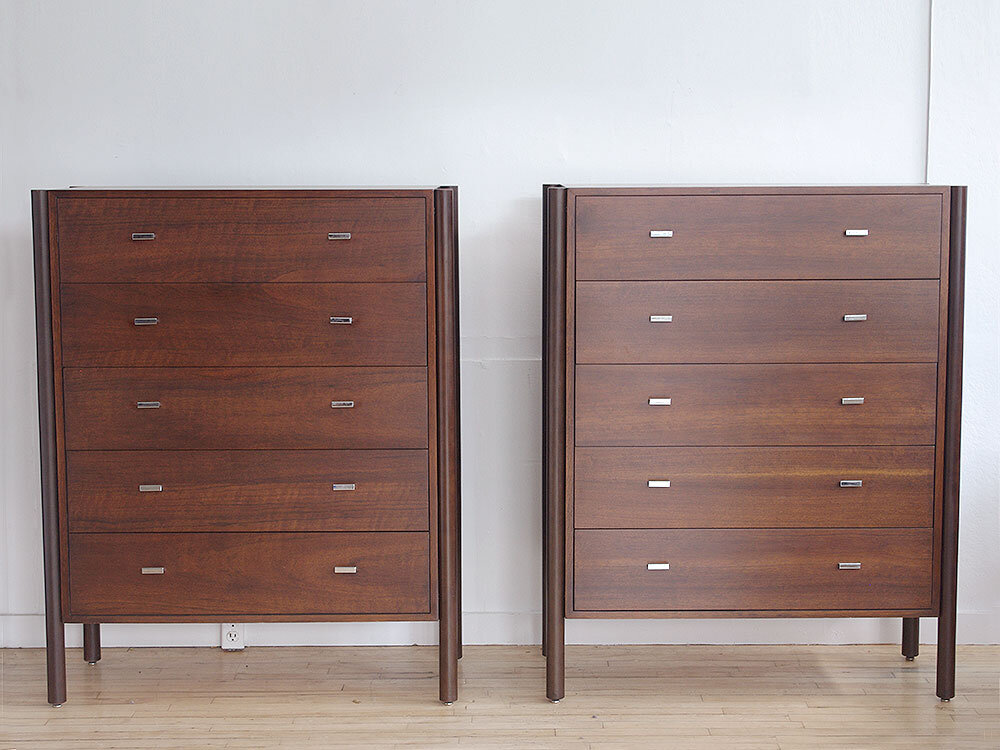 Harvey Probber Style Walnut Highboy Chest of Drawers