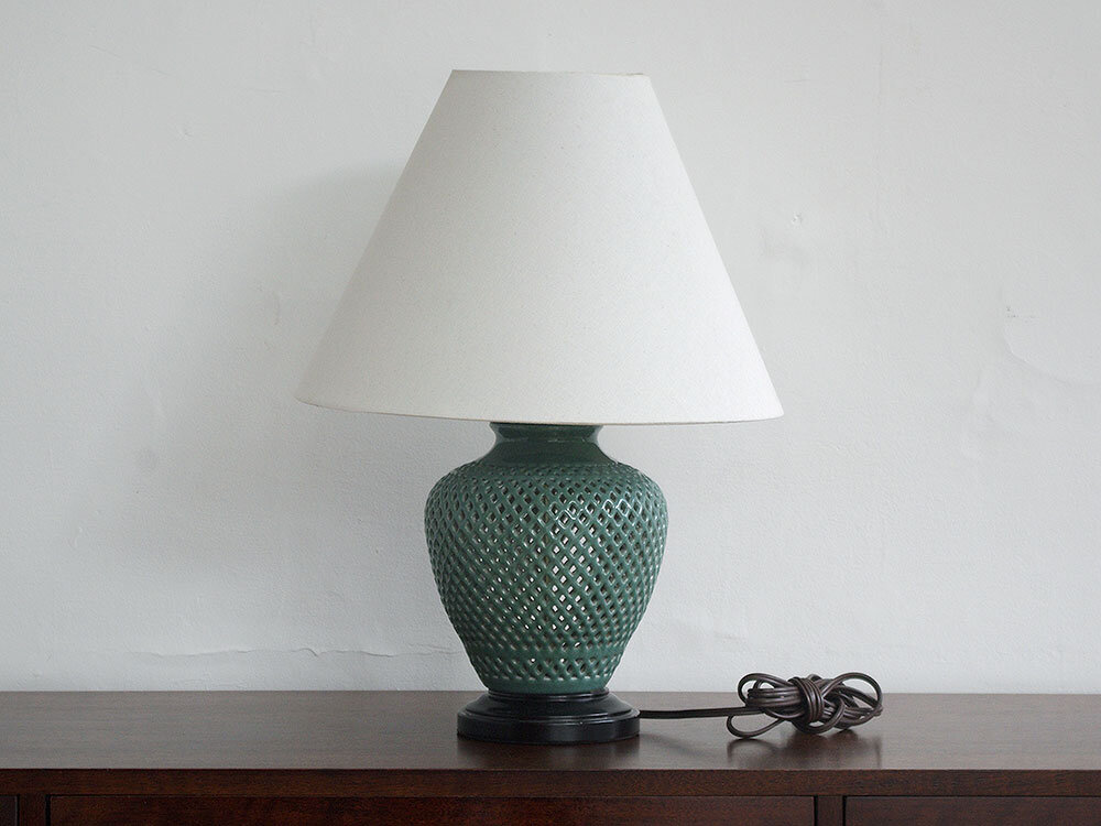 Celadon Ceramic Lattice Lamp