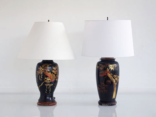 Japanese Hand-Painted Table Lamps