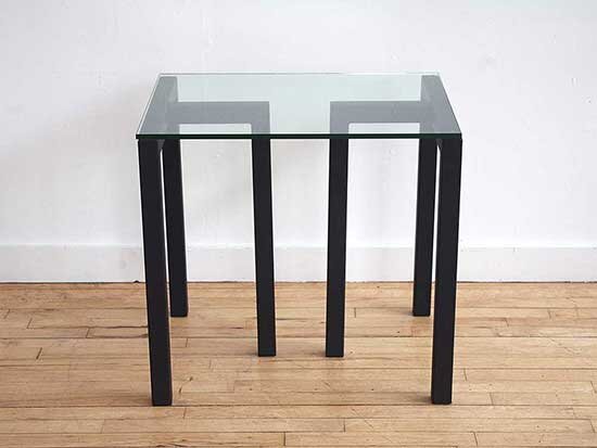 Black Metal &amp; Glass Side Table
